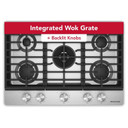 Kitchenaid® Gas-on-Metal Cooktop with an Integrated Wok Grate and CookShield™ Finish KCGK730SBE