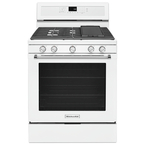 Kitchenaid® 30-Inch 5-Burner Gas Convection Range KFGG500EWH