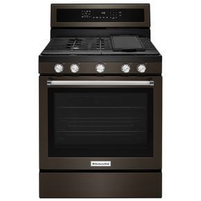 Kitchenaid® 30-Inch 5-Burner Gas Convection Range KFGG500EBS