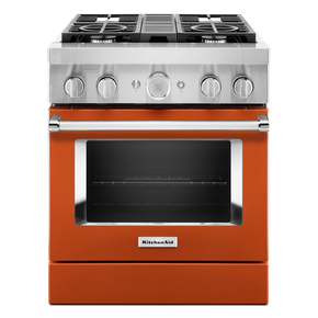 KitchenAid® 30'' Smart Commercial-Style Dual Fuel Range with 4 Burners KFDC500JSC