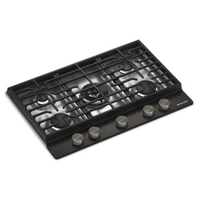 Kitchenaid® Gas-on-Metal Cooktop with an Integrated Wok Grate and CookShield™ Finish KCGK730SBE