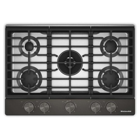 Kitchenaid® Gas-on-Metal Cooktop with an Integrated Wok Grate and CookShield™ Finish KCGK730SBE