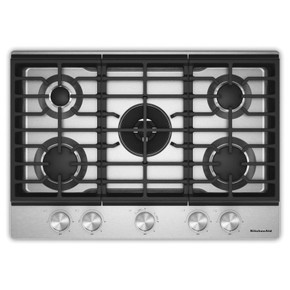 Kitchenaid® Gas-on-Metal Cooktop with an Integrated Wok Grate and CookShield™ Finish KCGK730SSS