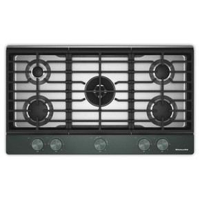 KitchenAid® 36  in. Gas Cooktop with 5 Burners and Integrated Wok Grate KCGK536SJP