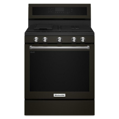 Kitchenaid® 30-Inch 5-Burner Gas Convection Range KFGG500EBS