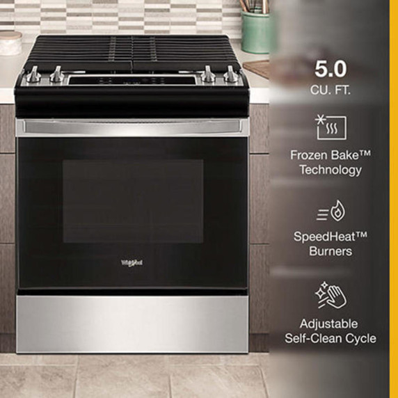 5.0 Cu. Ft. Whirlpool® Gas Range with Frozen Bake™ Technology WEG515S0LS