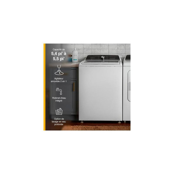Whirlpool® 5.4 - 5.5 Cu. Ft. I.E.C. Capacity Top Load Washer with Removable Agitator WTW5057LW