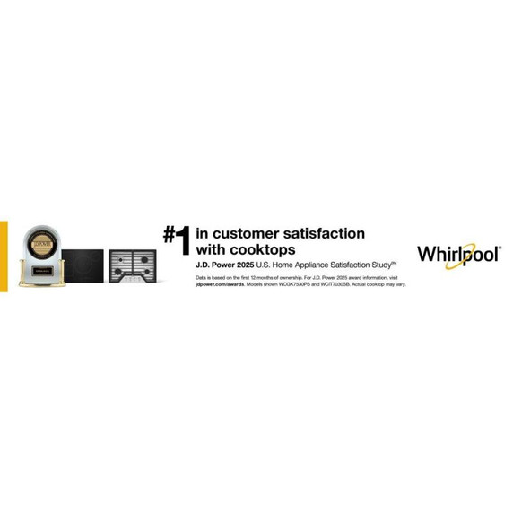 Whirlpool® 36-inch Gas Cooktop with Fifth Burner WCGK7036PS