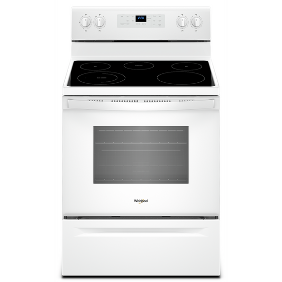 5.3 cu. ft. Whirlpool® electric range with Frozen Bake™ technology. YWFE505W0JW