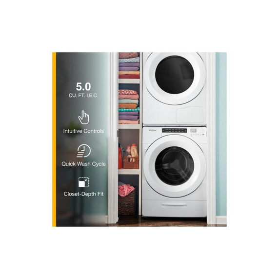 Whirlpool® 5.0 cu.ft I.E.C. Closet-Depth Front Load Washer with Intuitive Controls WFW560CHW