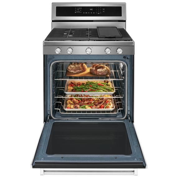 Kitchenaid® 30-Inch 5-Burner Gas Convection Range KFGG500ESS