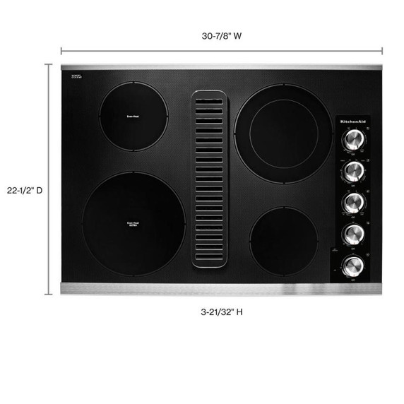 Kitchenaid® 30" Electric Downdraft Cooktop with 4 Elements KCED600GSS