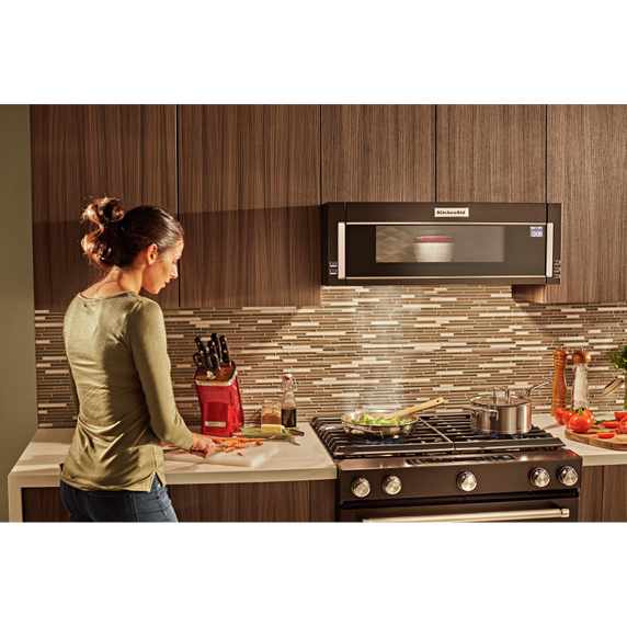 Kitchenaid® 30-Inch 5-Burner Gas Slide-In Convection Range KSGG700EBS