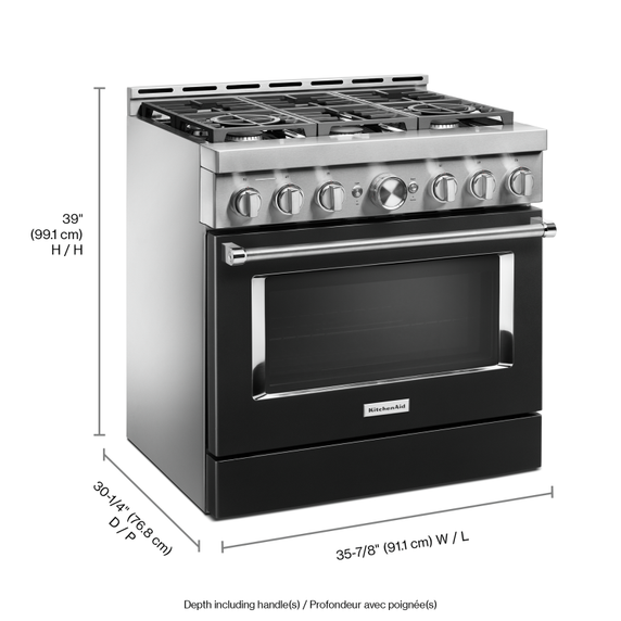 KitchenAid® 36'' Smart Commercial-Style Gas Range with 6 Burners KFGC506JBK