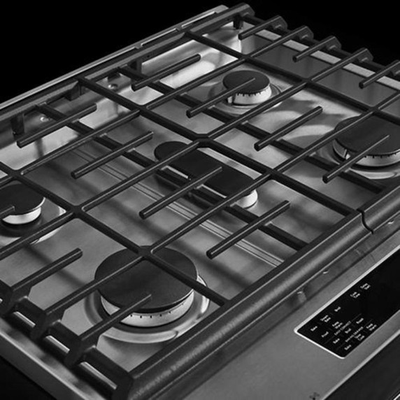 KitchenAid® 30-Inch 5-Burner Dual Fuel Convection  Front Control Range with Baking Drawer YKSDB900ESS