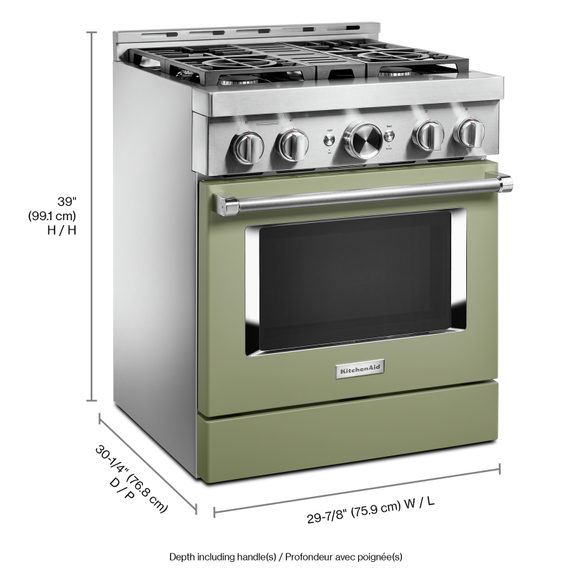 KitchenAid® 30'' Smart Commercial-Style Gas Range with 4 Burners KFGC500JAV