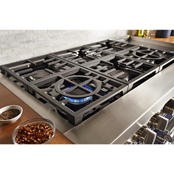 KitchenAid® 48'' Smart Commercial-Style Dual Fuel Range with Griddle KFDC558JIB