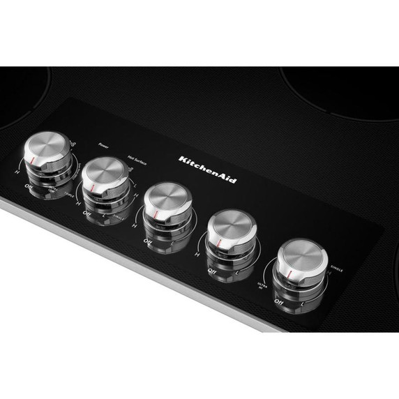Kitchenaid® 36" Electric Cooktop with 5 Elements and Knob Controls KCES556HSS