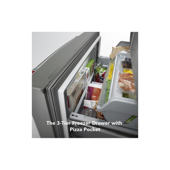 Kitchenaid® 23.8 cu. ft. 36" Counter-Depth French Door Platinum Interior Refrigerator with PrintShield™ Finish KRFC704FPS Kitchenaid® 23.8 cu. ft. 36" Counter-Depth French Door Platinum Interior Refrigerator with PrintShield™ Finish KRFC704FPS