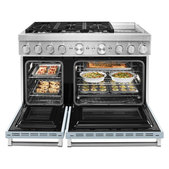 KitchenAid® 48'' Smart Commercial-Style Dual Fuel Range with Griddle KFDC558JMB