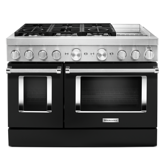 KitchenAid® 48'' Smart Commercial-Style Dual Fuel Range with Griddle KFDC558JBK