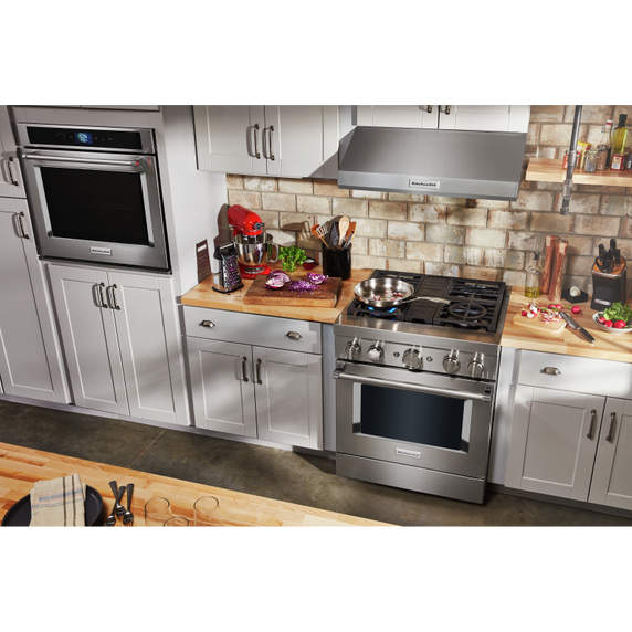 KitchenAid® 30'' Smart Commercial-Style Dual Fuel Range with 4 Burners KFDC500JSS