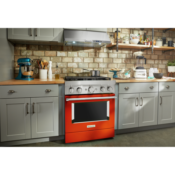 KitchenAid® 30'' Smart Commercial-Style Dual Fuel Range with 4 Burners KFDC500JSC