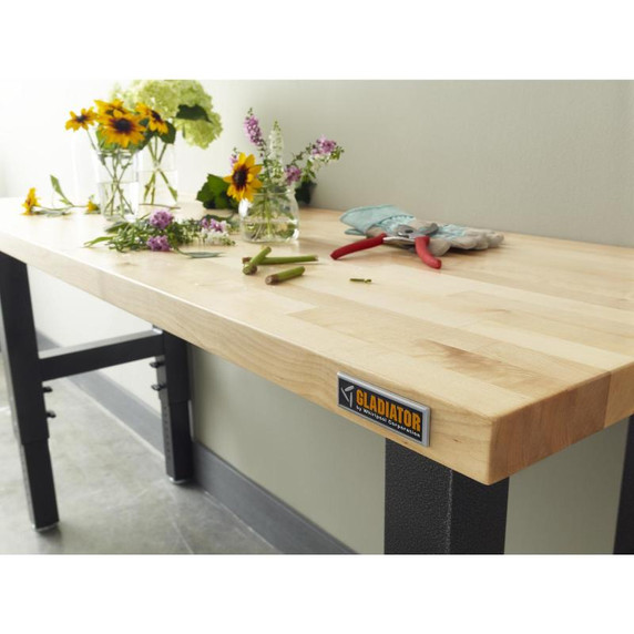 Gladiator® 6' (182.9 cm) Wide Adjustable Height Hardwood Workbench GAWB06HWEG