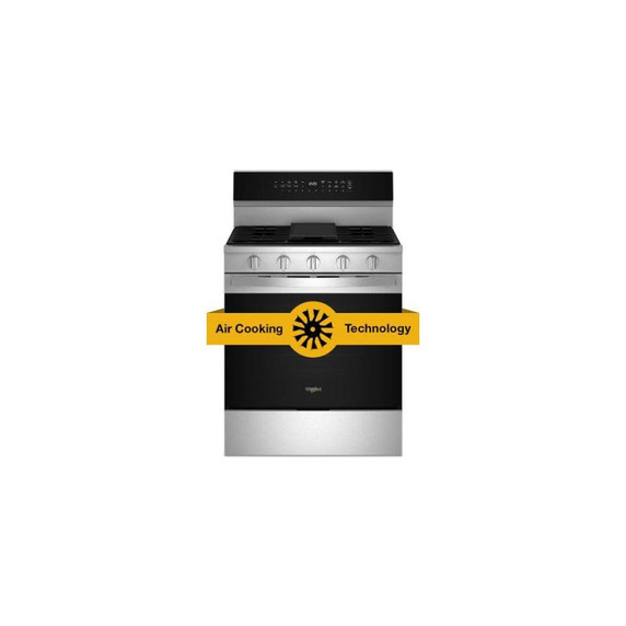Whirlpool® 30-inch Smart Gas Range with Air Cooking Technology, Steam/Self Cleaning, Rapid Preheat 5.3 CuFt Capacity WFGS7530RZ
