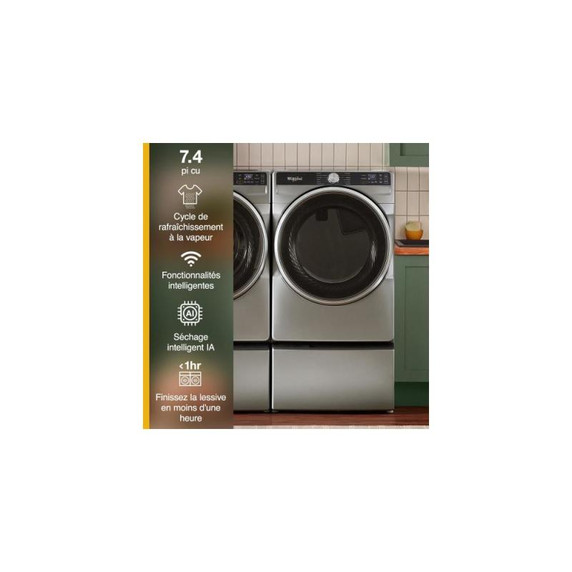 Whirlpool® 7.4 cu. ft. Smart Front Load ENERGY STAR® Electric Dryer with Steam Capabilities YWED6720RR