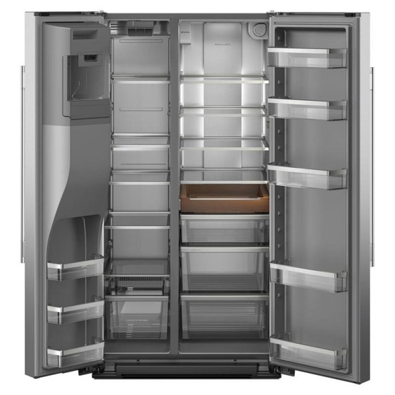 Kitchenaid® 20.8 Cu. Ft. Counter-Depth Side-by-Side Refrigerator with Exterior Ice and Water Dispenser in PrintShield™ Finish KRSC536RPS