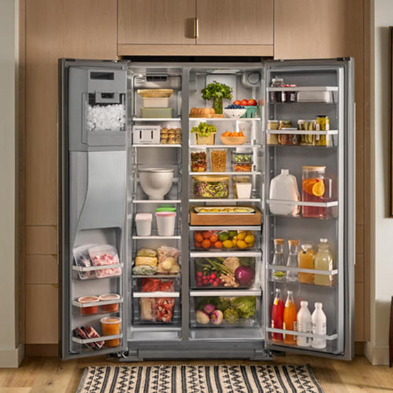 Kitchenaid® 28.7 Cu. Ft. Side-by-Side Refrigerator with Exterior Ice and Water Dispenser in PrintShield™ Finish KRSF536RPS