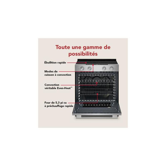 Kitchenaid® 5.3 Cu. Ft. Smart Slide-in Electric Range with Convection Cooking Modes YKSES330SPS