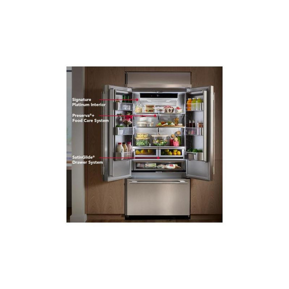 Kitchenaid® 20.8 Cu. Ft. 36" Built-In French Door Bottom Mount Refrigerator with Platinum Interior KBFN536SPS