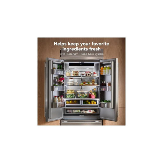 Kitchenaid® 20.8 Cu. Ft. 36" Built-In French Door Bottom Mount Refrigerator with Platinum Interior KBFN536SPS