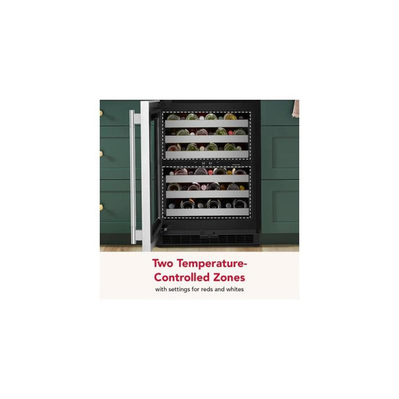 Kitchenaid® 24" Undercounter Wine Cellar with Full-Extension Metal-Front Racks KUWL324SSB