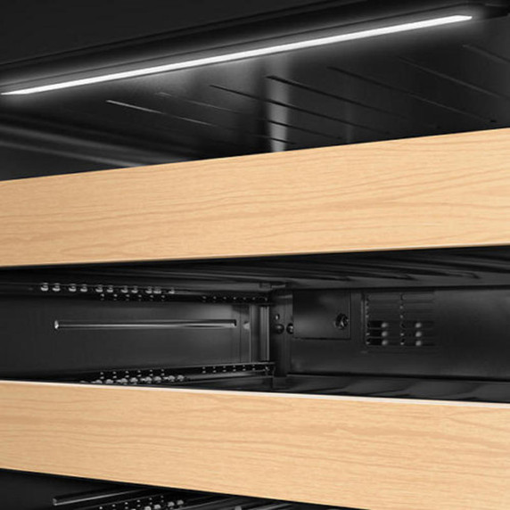 Kitchenaid® 24" Undercounter Wine Cellar with Full-Extension Wood-Front Racks KUWR524SBE