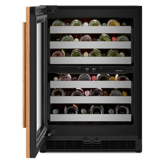 Kitchenaid® 24" Undercounter Wine Cellar with Full-Extension Wood-Front Racks KUWR324SPA