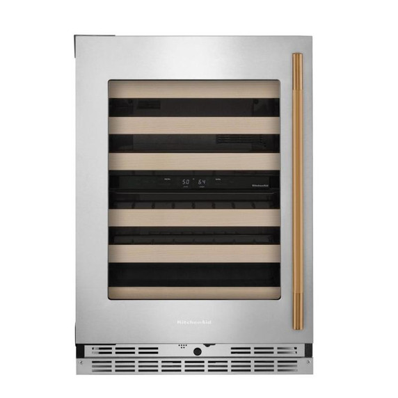 Kitchenaid® 24" Undercounter Wine Cellar with Full-Extension Wood-Front Racks KUWL524SPS