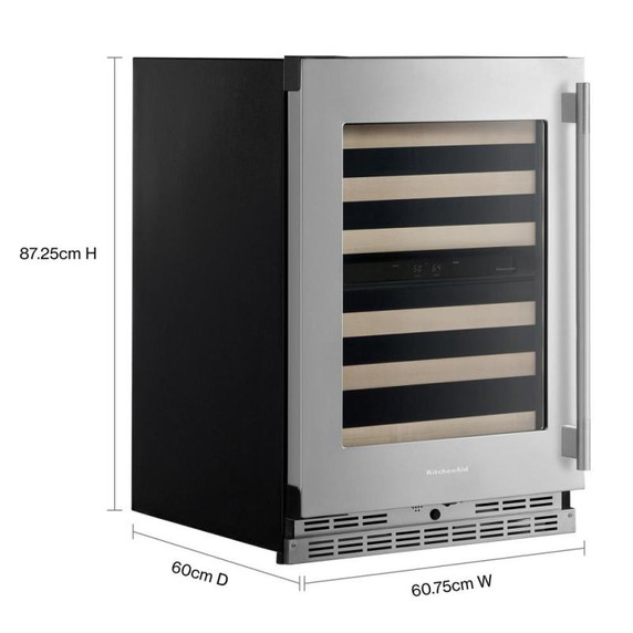 Kitchenaid® 24" Undercounter Wine Cellar with Full-Extension Wood-Front Racks KUWL524SPS