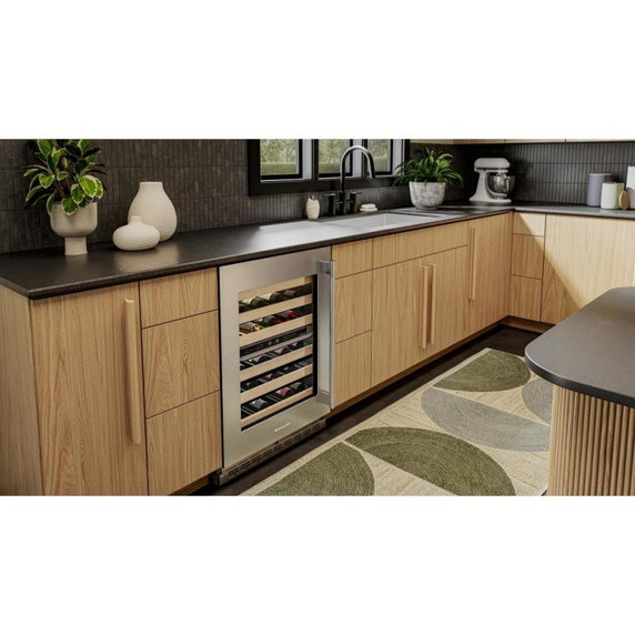 Kitchenaid® 24" Undercounter Wine Cellar with Full-Extension Wood-Front Racks KUWL524SPS