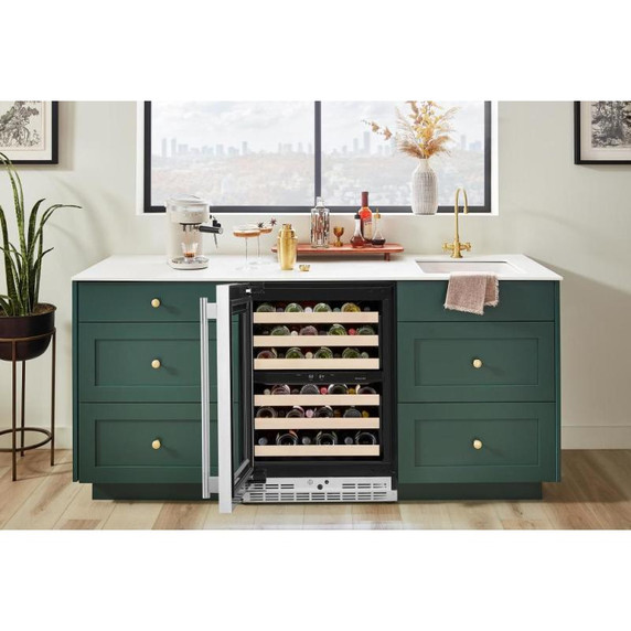 Kitchenaid® 24" Undercounter Wine Cellar with Full-Extension Wood-Front Racks KUWL524SPS