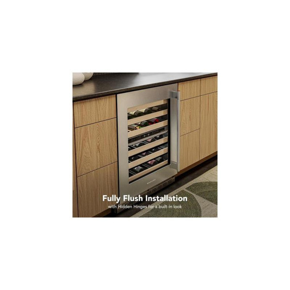 Kitchenaid® 24" Undercounter Wine Cellar with Full-Extension Wood-Front Racks KUWL524SPS