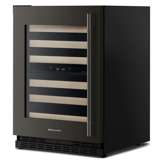 Kitchenaid® 24" Undercounter Wine Cellar with Full-Extension Wood-Front Racks KUWL524SBE
