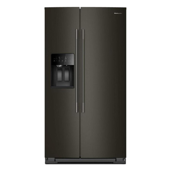 Kitchenaid® 20.8 Cu. Ft. Counter-Depth Side-by-Side Refrigerator with Exterior Ice and Water Dispenser in Black Ore KRSC536RBE
