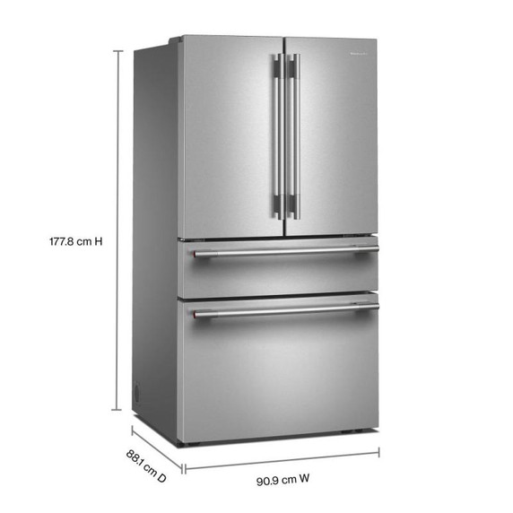 Kitchenaid® 30 cu. ft. French Door Refrigerator with Interior Water and Ice and FreshChill™ Full-Width Refrigerated Drawer KRMF336SPS