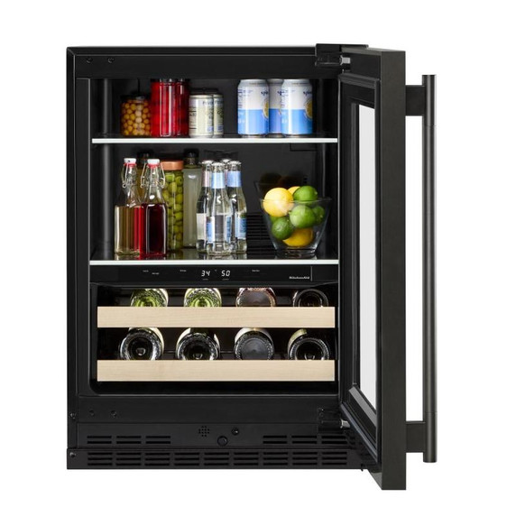 Kitchenaid® 24" Beverage Center with Glass Door and Wood-Front Racks KUBR524SBE