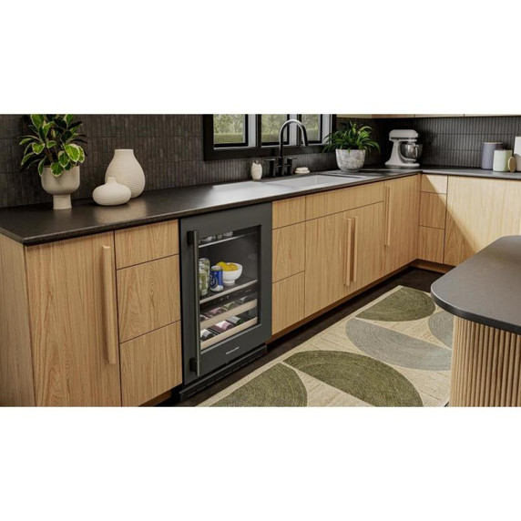 Kitchenaid® 24" Beverage Center with Glass Door and Wood-Front Racks KUBR524SBE