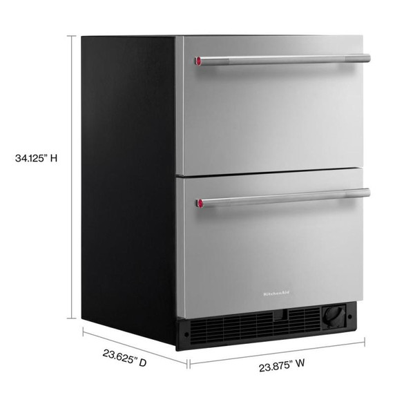 Kitchenaid® 24" Stainless Steel Undercounter Double-Drawer Refrigerator/Freezer KUCT524SSB