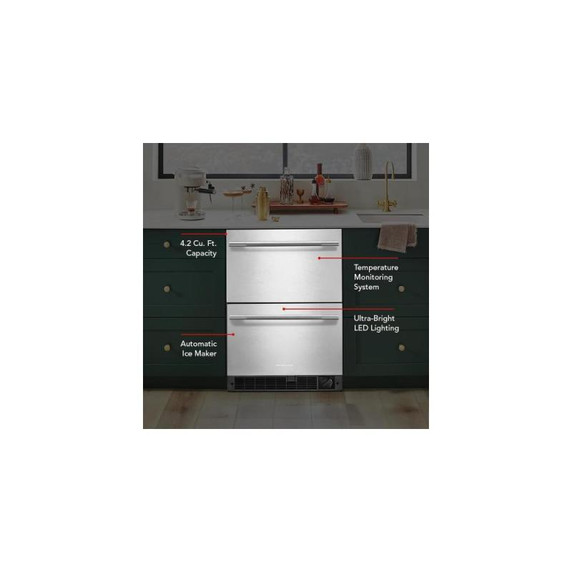 Kitchenaid® 24" Stainless Steel Undercounter Double-Drawer Refrigerator/Freezer KUCT524SSB